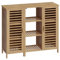 Bellamio Badschrank Newa mit 9 Fächern, Badezimmerschrank schmal mit 2 Türen, Aufbewahrungsschrank Badezimmermöbel aus Bambus lackiert, Standregal Bambus Regal Maße 100x87x33 cm