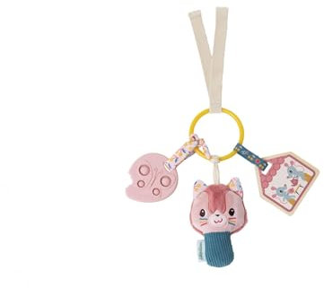 Lilliputiens - Hochet d'Activités Bébé Jeanne le Chat - Avec Anneau de Dentition en Silicone, Miroir et Hochet - Forme de Trousseau de Clés - 25 x 20 cm - Dès 3 mois