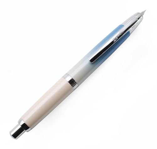 JINHAO 10 Press Fountain Pen Retractable Metal Pen with Ink Converter (Fine Nib, Gradient Blue)
