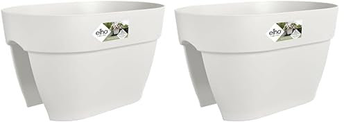 Elho Vibia Campana Flower Bridge 40 - Planteur pour Balcon & Extérieur - Ø 39.0 x H 22.0 cm - Blanc/Blanc Soie (Lot de 2)