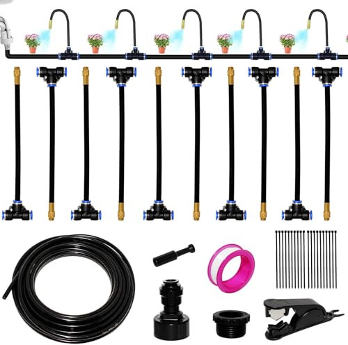 Sistema de Riego Automático de Jardín de 360 °, Kit de Riego de Jardín, Boquilla Flexible Ajustable, para Nebulización de Césped Patio Great Yard Backyard(10 m)