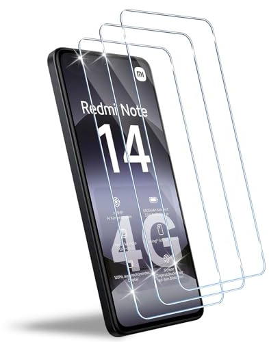 HidWee Verre Trempé Compatible avec Xiaomi Redmi Note 14 4G/5G (Not Pro), 3 Pièces 9H Dureté Protection Écran, Anti-rayure, Ultra HD, Sans Bulles, Film Protection D'écran - Transparent