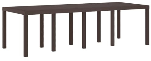 vidaXL Gartentisch Braun 250 x 100 x 73 cm Poly-Rattan, Garten und Terrasse, rechteckiger Tisch aus Stahl, große, wetterfeste Essgruppe für den Außenbereich