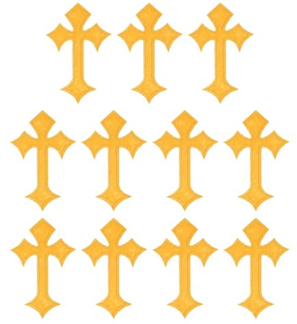 PATIKIL 11 Pcs Cross Iron on Patches, Embroidered Sew on Applique Repair Patch for Backpacks Clothing Shoes Hats DIY, Yellow