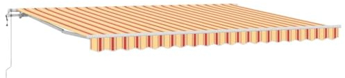 vidaXL automatische, einziehbare Markise in Gelb und Orange, 450 x 300 cm, UV-beständig, wetterfest. Ideale Sonnenschutzlösung mit Motor für Gartenüberdachung.