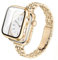 wipalor Slim Stainless Steel Straps with Case Compatible with Apple Watch Straps Women 41mm, Ladies Metal iWatch Strap and Cover with Screen Protector for Apple Watch Strap Series 9 8 7, Gold