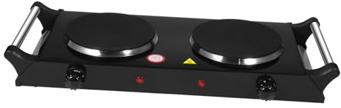 DECOMELODY Portable Dual Electric Burner with Handles Quick Heating Induction Hot Plate for Home Cooking Temperature Control Suitable for Tea Coffee and Meals Uk Plug