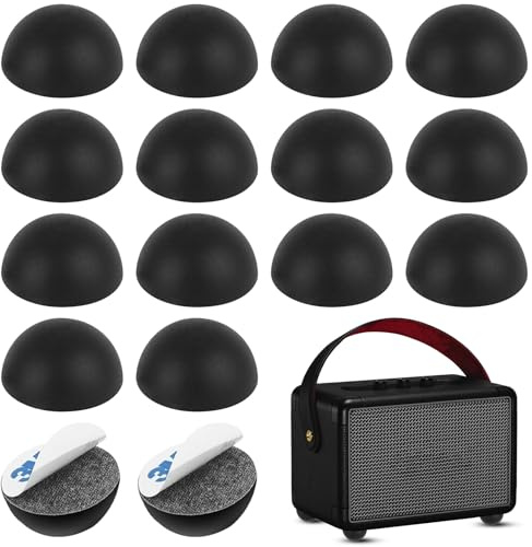 TTYSHIP® 16 Pezzi Piedini Isolanti Autoadesivi, 30mm x 15mm Piedini Isolanti Autoadesivi in Silicone per Altoparlanti e Giradischi (Nero)