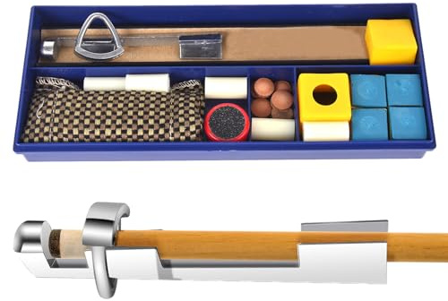 Pool-Reparatur-Set – Queue-Stick-Spitze, Ersatz-Set, komplettes Billard-Wartungswerkzeuge, professionelle Spitzen-Former, Scuffer-Klemm-Kits, Re-Glue-Werkzeug mit Zubehör, für Billardspieler