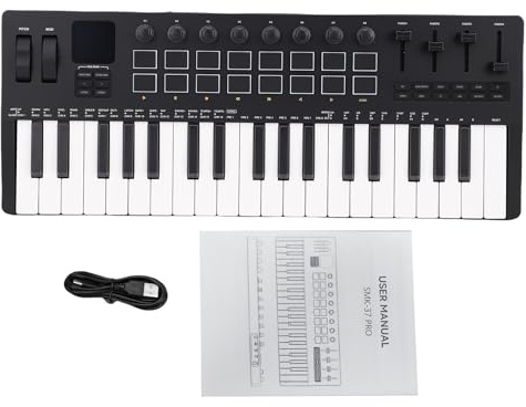 SPYMINNPOO MIDI Keyboard, 37 Key USB MIDI Controller, 16 RGB Pads, 8 Knobs, Synth Engine for Music Production