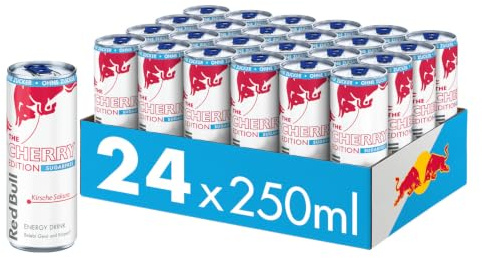 Red Bull Sugarfree Energy Drink Kirsche-Sakura Cherry Edition | beinhaltet Koffein, Taurin, B-Vitamine, Süßungsmittel und Wasser, 250 ml, 24-Pack