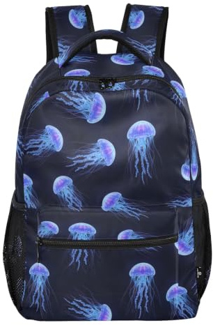 CHIFIGNO Zaino per bambini con meduse blu e viola per la scuola ragazzi ragazze ragazzi scuola bookbag college zaino, Medusa Blu Viola, Small, Zaino Scuola Stampa