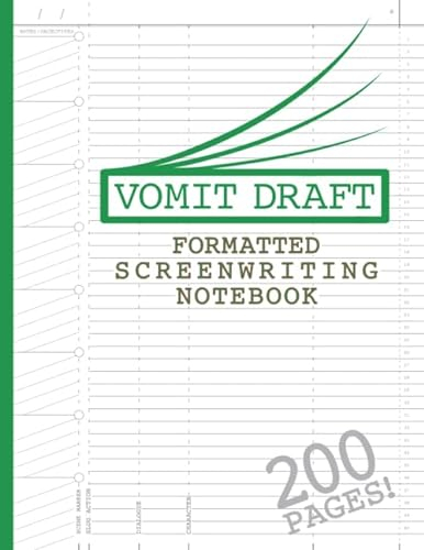 Blank Screenwriting Notebook: Write Your Own Movies - 200 Pages of Pre-Formatted Script Templates - 8.5 x 11 Journal for Ideas + Notes in Sidebars for Writers of TV Shows & Films (Vomit Drafts)