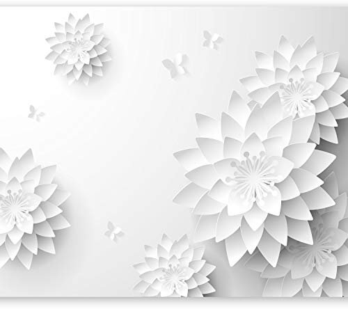 murando - Vlies Fototapete Blumen 3D Effekt 300x210cm Foto Tapete Schlafzimmer Wohnzimmer Vliestapete XXL Wandtapete Motivtapeten Bildtapete 3d Effekt Wand Dekoration - Orient weiß grau p-B-0020-a-a
