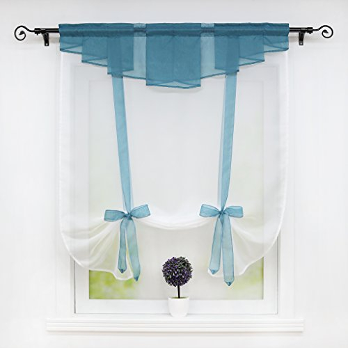 Joyswahl Neu Raffrollo Voile Raffgardinen mit Stangendurchzug und mit Klettband BxH 140x155cm Blau 1er Pack