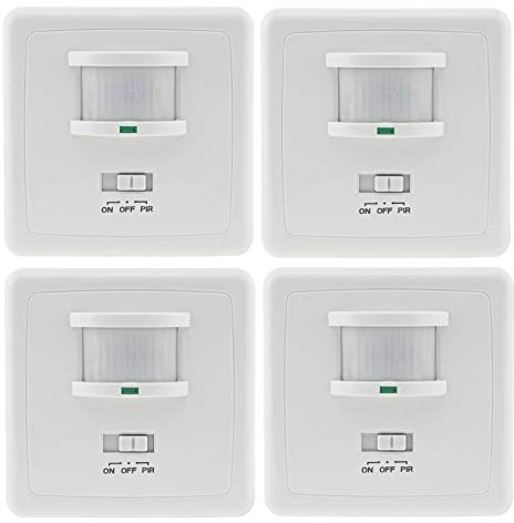 ChiliTec 3-Draht UP Bewegungsmelder 160° 9m Reichweite LED geeignet Unterputz Montage Infrarot 4 Stück Weiß