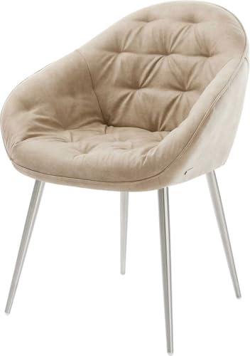 DELIFE Polsterstuhl Gaio-Flex 4-Fuß konisch Edelstahl Mikrofaser Beige Vintage
