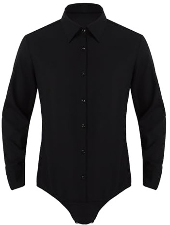ranrann Body Elegante Camicia Uomo Slim Fit Manica Lunga Cotone Camicie Casual Traspirante Pulsanti Abbigliamento Danza Classica da Balletto Ballo Latino Samba Rumba