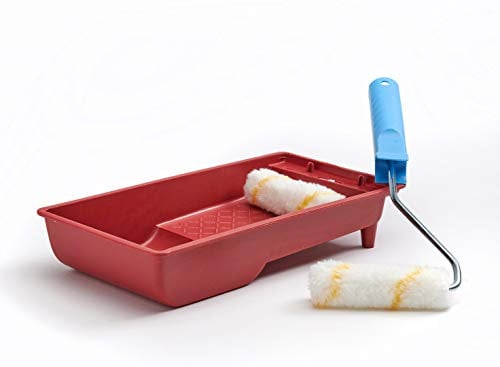 KIBROS IB_L101c Anti-Drip Kit | 1 Frame | 2 Yellow Striped Rabbit Feet | Width 100 mm | Paint Skirting Boats Flat Surfaces IB_L101c