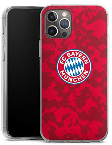 Silikon Hülle kompatibel mit Apple iPhone 12 Pro Case transparent Handyhülle FC Bayern München Camouflage FCB