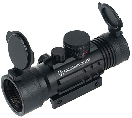 FOCUHUNTER Taktisches Zielfernrohr 4x33mm Tri Rail Beleuchtet - Vollständig Mehrfach Beschichtetes Rot-Grün Absehen 1/4 MOA Mit DREI Weaver Rails