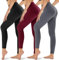 Gayhay 3er Pack Leggings Damen High Waist Sportleggings Blickdicht Sporthose für Sport Yoga Gym(Schwarz/Weinrot/Dunkelgrau,L-XL)