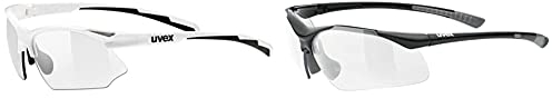Uvex Unisex – Erwachsene, sportstyle 802 V Sportbrille, selbsttönend, white/smoke, one size & Unisex – Erwachsene, sportstyle 223 Sportbrille, black grey/clear, one size