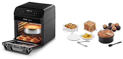 Ufesa Magister Friggitrice ad Aria Senza Olio, 12 Programmi Predefiniti, Schermo Digitale Tattile, 6 Accessori Inclusi, 12 L, 1850 W + Ufesa Pack 7 accessori per friggitrice ad aria senza olio da