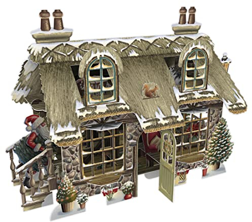 Paper D'Art 3D Pop Up Weihnachtskarte (3D – Cosy Christmas Cottage) X3D031, 155mm x 155m, mehrfarbig