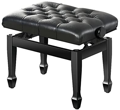 RWRAPS Schwarze, höhenverstellbare Klavierbank, Einzel-Klavierstuhl, Hocker, Massivholzrahmen, robust und langlebig, Tragfähigkeit 180 kg
