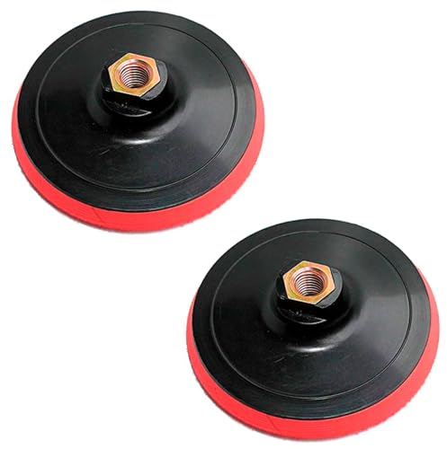 Tradineur - Pack de 2 discos de lijado, plato compatible con lijadoras, pulidoras, amoladoras angulares, incluye enganche de rosca, 8500 RPM, pulir, lijar, Ø 150 mm