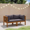 Willood 2 Sitzer Gartensofa mit Kissen Massivholz Akazie