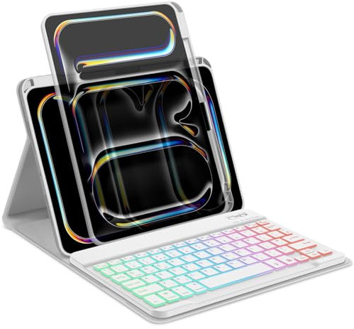 Bettdow for iPad Pro 11 M4 2024 Keyboard Case,Horizontal/Vertical Use,UK Layout Detachable Backlit Keyboard with Case for iPad Pro 11 Inch 2024 (Gray)