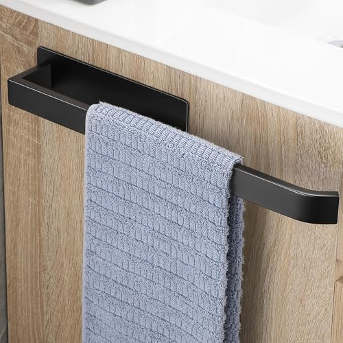 OETAMS Handtuchhalter Ohne Bohren Schwarz Matt 304 Edelstahl Handtuchstange Selbstklebend Handtuchhalter Bad Hantuchhalterung Wand Badetuchhalter Stabile Einarmig Edel, 38CM