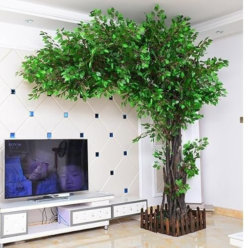 Sohodoo Large Artificial Green Ficus Trees Fake Banyan Tree Simulation Ficus Tree for Living Room Hotel Shopping Mall Decoration(B,5mx4m)