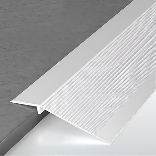 WWERTYY 2,9 Fuß breiter Aluminium-Bodenübergangsschwellenstreifen, rutschfeste Türkantenverkleidung für Fliesen, Vinyl und Laminat, überbrückt Höhenunterschiede zwischen 0,4 und 1,6 Zoll (