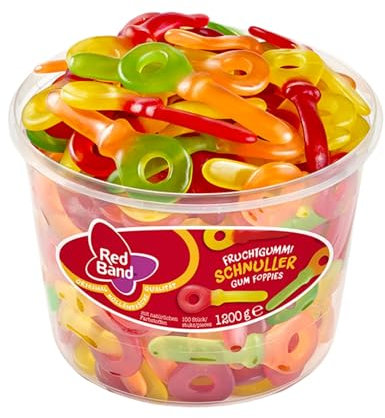 Red Band 2er 3er 4er Süßigkeiten Diverse Sets Mischpaket Grosspackung Büro Box & HLKauf-Block (1x Fruchtgummi Schnuller & 1x HLKauf-Block)