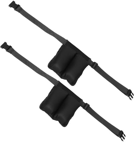 Tofficu Lot de 2 Pochettes Banane Noires Double Poche pour Huiles Essentielles, Ceinture Porte-huiles Ajustable en Tissu Résistant, Rangement Pratique pour Flacons de Massage