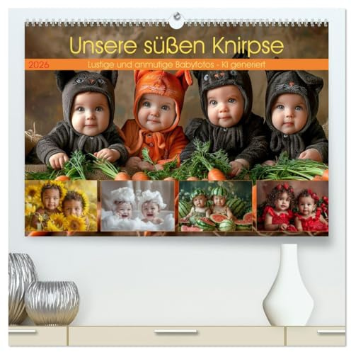Unsere süßen Knirpse (hochwertiger Premium Wandkalender 2026 DIN A2 quer), Kunstdruck in Hochglanz: Lustige und anmutige Babyfotos - KI generiert (CALVENDO Menschen)