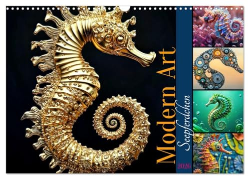 Seepferdchen - Modern Art (Wandkalender 2026 DIN A3 quer), CALVENDO Monatskalender: Form trifft Fantasie - Seepferdchen reloaded (CALVENDO Tiere)