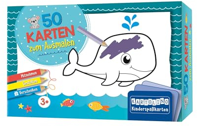 50 Karten zum Ausmalen - Tiere: Mitnehmen, gestalten, verschenken (KARTOLINO Kinderspaßkarten)