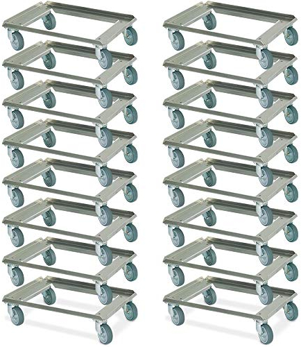 BRB 16x Alu-Transportroller für Eurobehälter 600x400 mm, Tragkraft 250 kg