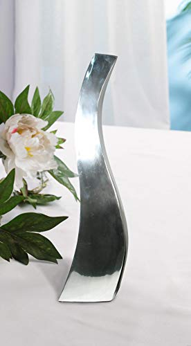 Artra Design GmbH Aluminium Vasen 'Welle' - Eckig, Hoch Gebogen, Dekoration, Blumenvase und Tischvase 30 cm