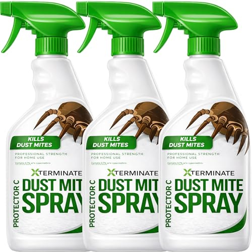 Xterminate Dust Mite Spray 3 x 1L HSE Approved and Licensed Killer Treatment Non-Staining. Ideal for Carpets, Upholstery, Bedding etc. Treats & Controls Re-infestation. Helps Prevent Allergies