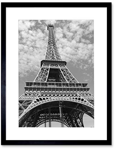 Eiffel Tower Black White Art Print Framed Poster Wall Decor 12x16 inch Eiffelturm Wand Deko