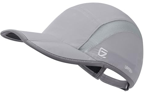GADIEMKENSD Baseball Cap Nylon Running Cap Outdoor Sports Hat for Men Woman Adjustable Quick Drying Reflective Foldable 50+ UPF Inhibit UV Mesh Race Performance Lightweight Water Repellency Light Grey