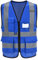 A-SAFETY Reflektierende Sicherheitsweste, hohe Sichtbarkeit, Neonfarbe mit 4 reflektierenden Streifen, 8 Taschen, Blau, Größe XL