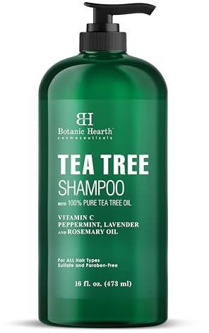Botanic Hearth Tea Tree Shampoo, Vitamin C, Peppermint, Lavender and Rosemary Oil, Fights Dandruff and Dry Scalp, 16 fl oz