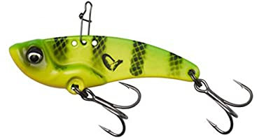 Savage Gear Vib Blade - Pala Fina de lanzado Largo con acción Vibrante y destellante, Ideal para Perca, Lucio y lucioperca en Agua Dulce y Salada, anzuelos triples Ultra Afilados Firetiger 5,5 cm