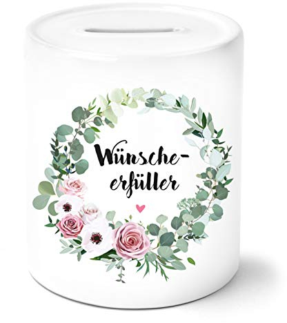 OWLBOOK® Hochzeitsgeschenke für Brautpaar Geld I Geldgeschenk Hochzeit I Geschenk Hochzeit Geldgeschenke zur Hochzeit I Geld schön verpacken Hochzeit I Spardose | Wünsche Erfüller | Keramik